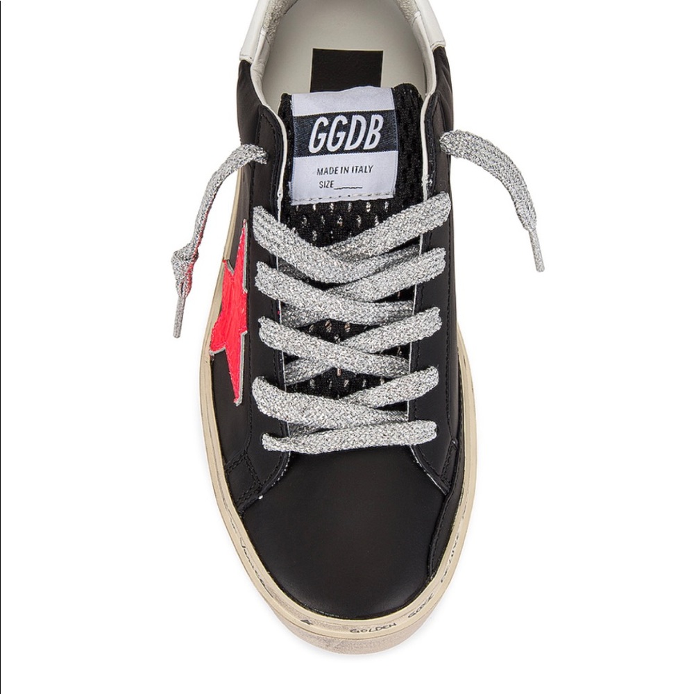 Golden Goose Black Sneakers with Red Star and Silver Laces - Picture 2 of 16